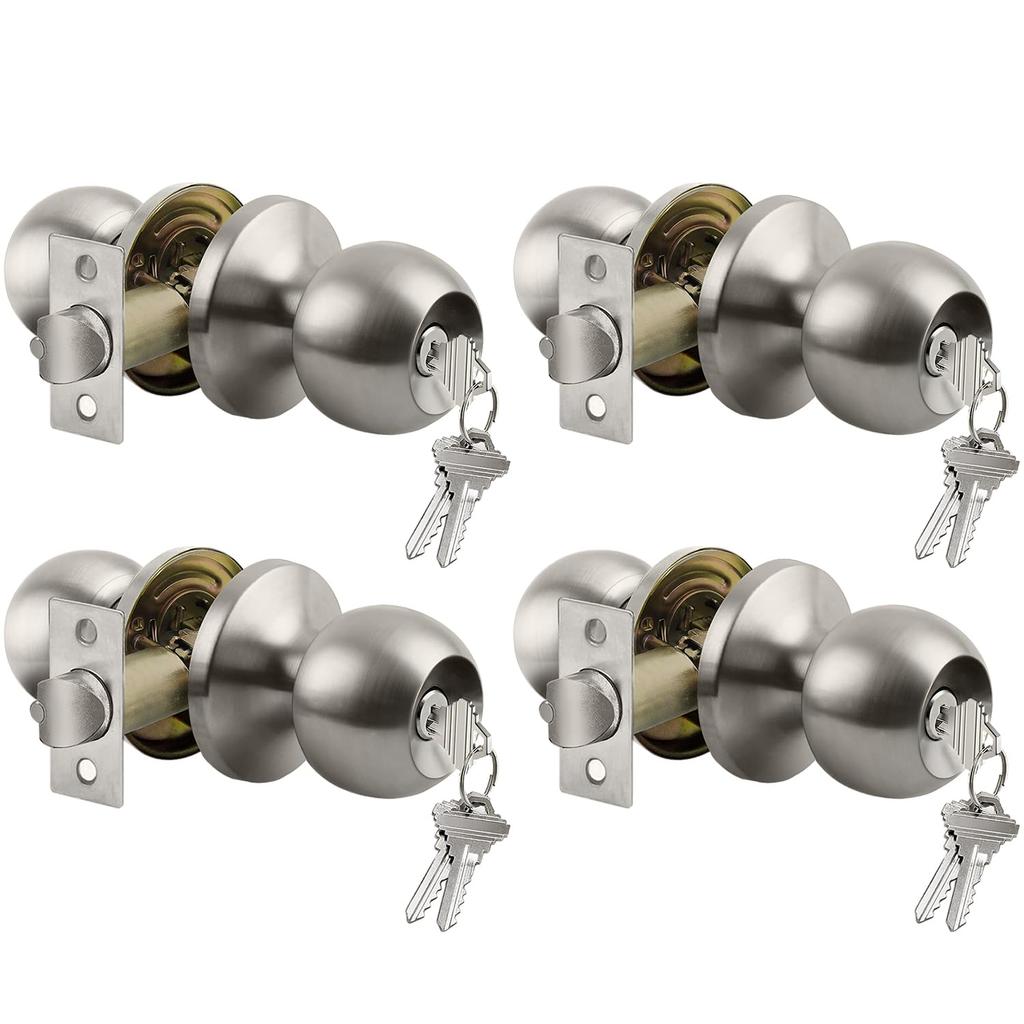 BESTTEN Keyed Entry Door Knob, Heavy Duty Entrance Door Lock, Matte Black | Easy Installation, Universal design