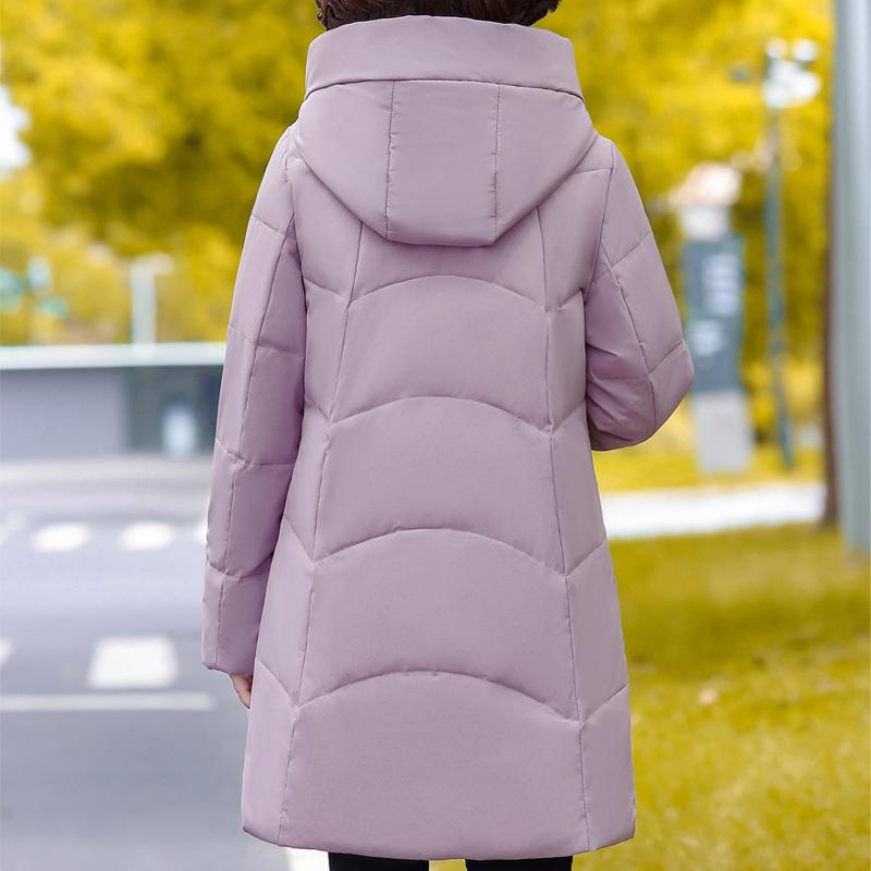 Plus Size Middle Age Women's Long Down Coats Winter Vintage Prakas Hooded Elegant Thick Warm Puffer Jackets Woman Outerwears