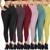 Hot-Stamped Logo Double-Breasted High-Waisted Butt-Lifting Yoga Pants with Waistband Tummy-Control Stretch Fleece-Lined Leggings for Women