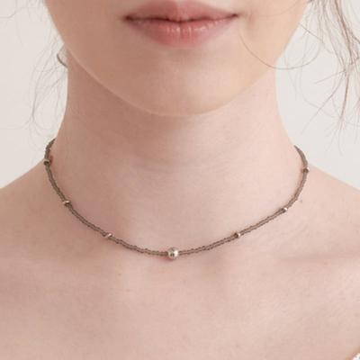 Halden Beads Silver Ball Necklace (N033_grey)