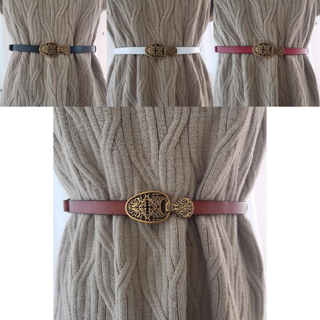 Womens Leather Waist Belt Fashion With Metal Closure For Dress And Jeans