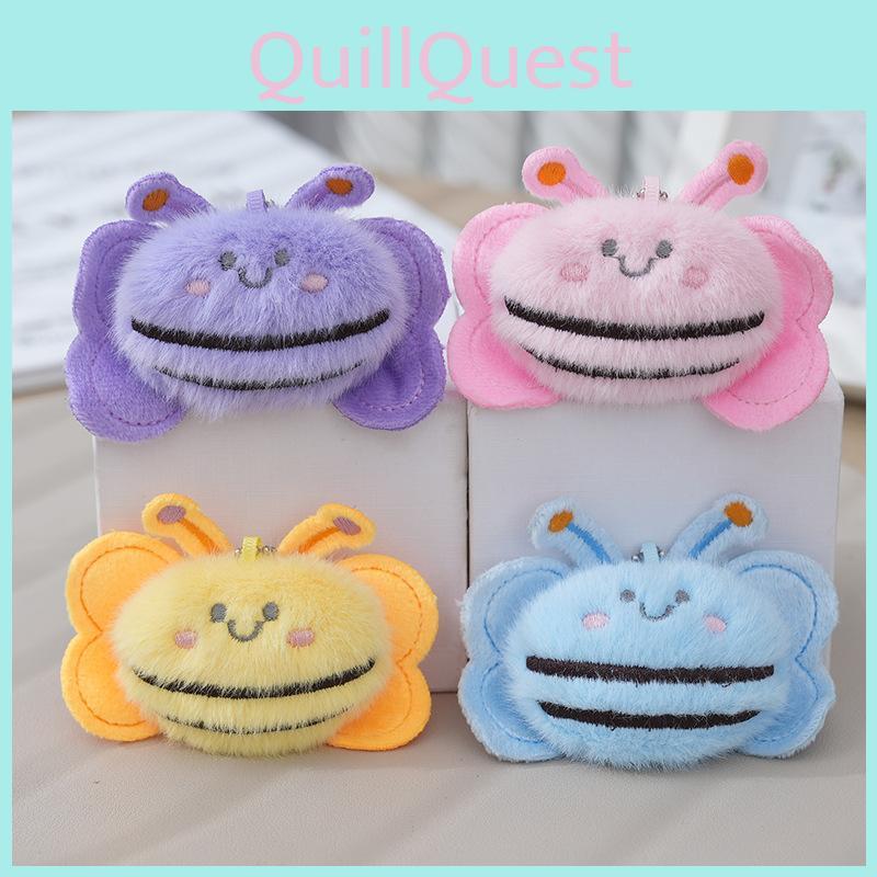 Cute Plush Cartoon Bee Keychain Adorable Stuffed Toy Doll Accessory For Bags In Yellow Purple Pink Blue Colors