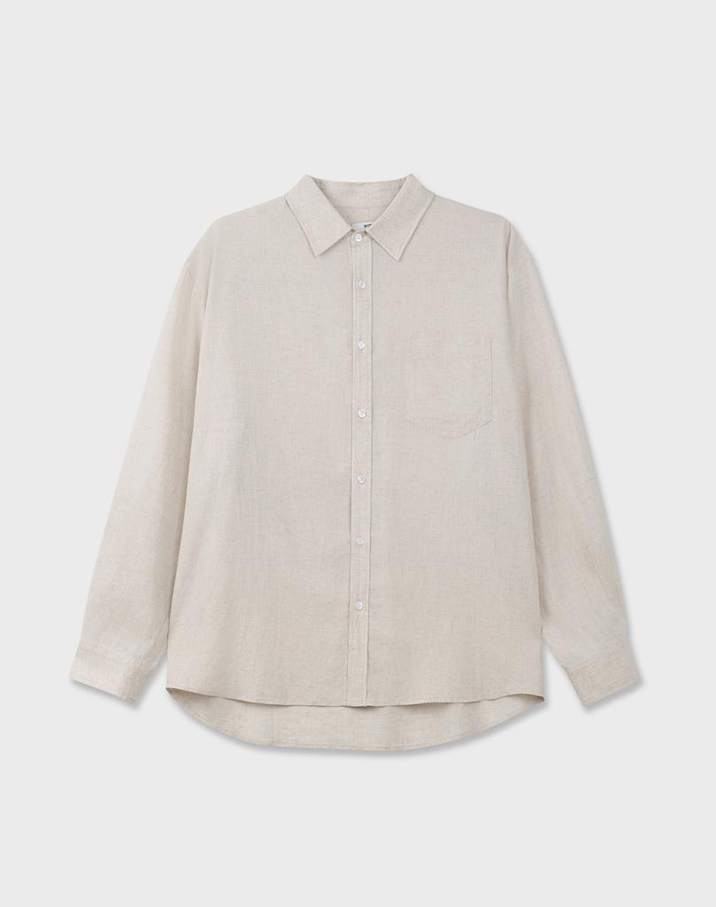 WORK ON BODY OFF Claire Semi-Overfit Linen Shirt [Oatmeal]