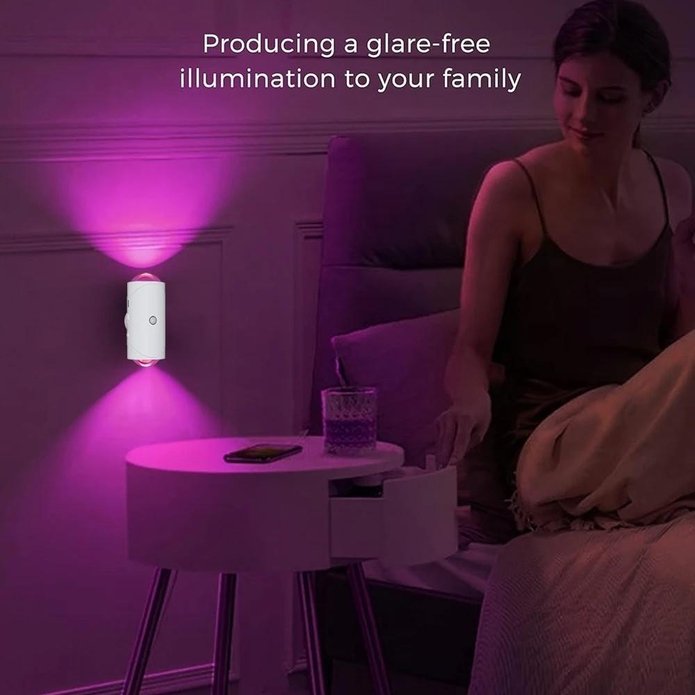 Dimmable Wall Lamp Rechargeable RGB Gradient Ambient Light Smart Magnetic Step Lamp  Bedroom