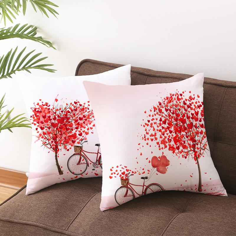 Valentine's Day Love Tree Series Peach Skin Pillowcase Valentine's Day Sofa Pillowcase Home Fabric