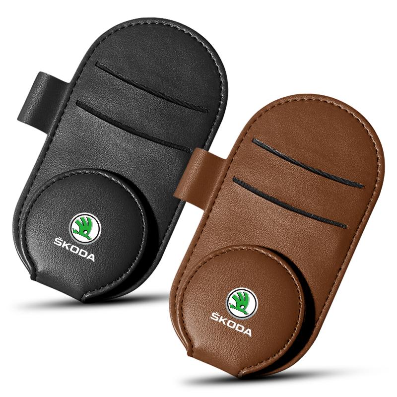 Car Multifunction Sunglasses Clip Card Ticket Holder Stand Eyeglasses for Skoda Octavia Fabia A7 Kamiq Kapoq Kodiaq Rapid SCALA Superb Yeti Derivati