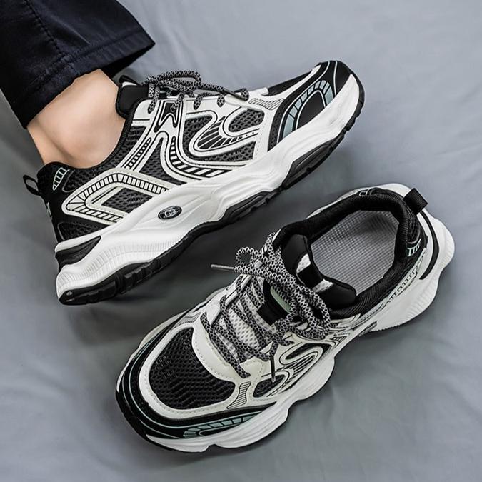 Męskie Wiosenne Nowe Oddychające Buty Siatkowe – Modne Wszechstronne Sportowe Codzienne Sneakersy z Grubą Podeszwą dla Mężczyzn