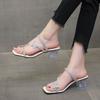 Butterfly Rhinestones Open Toe With Medium Heels Sandals for Women Low Price Comfort Original 2025 Luxury Korea Pvc Woman Shoes
