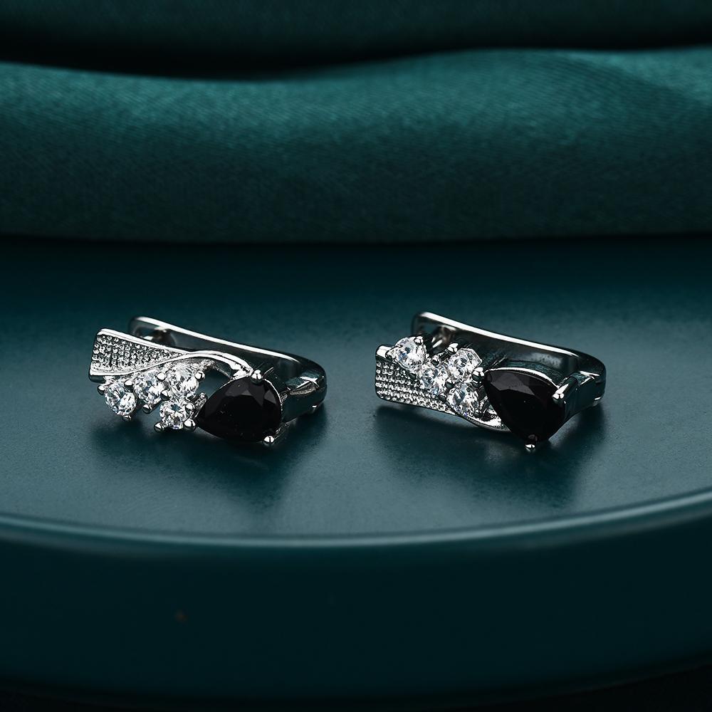 Black Awn Black Stone Earrings