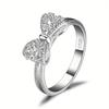 Pure silver simple and elegant bow design decorative women's ring, suitable as a gift for girls on dates, for daily decoration, exquisite jewelry