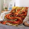 1Pc Golden Dragon Clouds Flannel Blanket, Soft And Comfortable, Casual Warm, Camping Travel, Christmas, Halloween Xmas Gift. G1284
