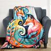 1pc Foxes Nature Blanket, Lightweight Flannel Throw Blanket For Sofa, Bed, Travel, Camping, Living Room, Office, Couch, Chair, And Bed