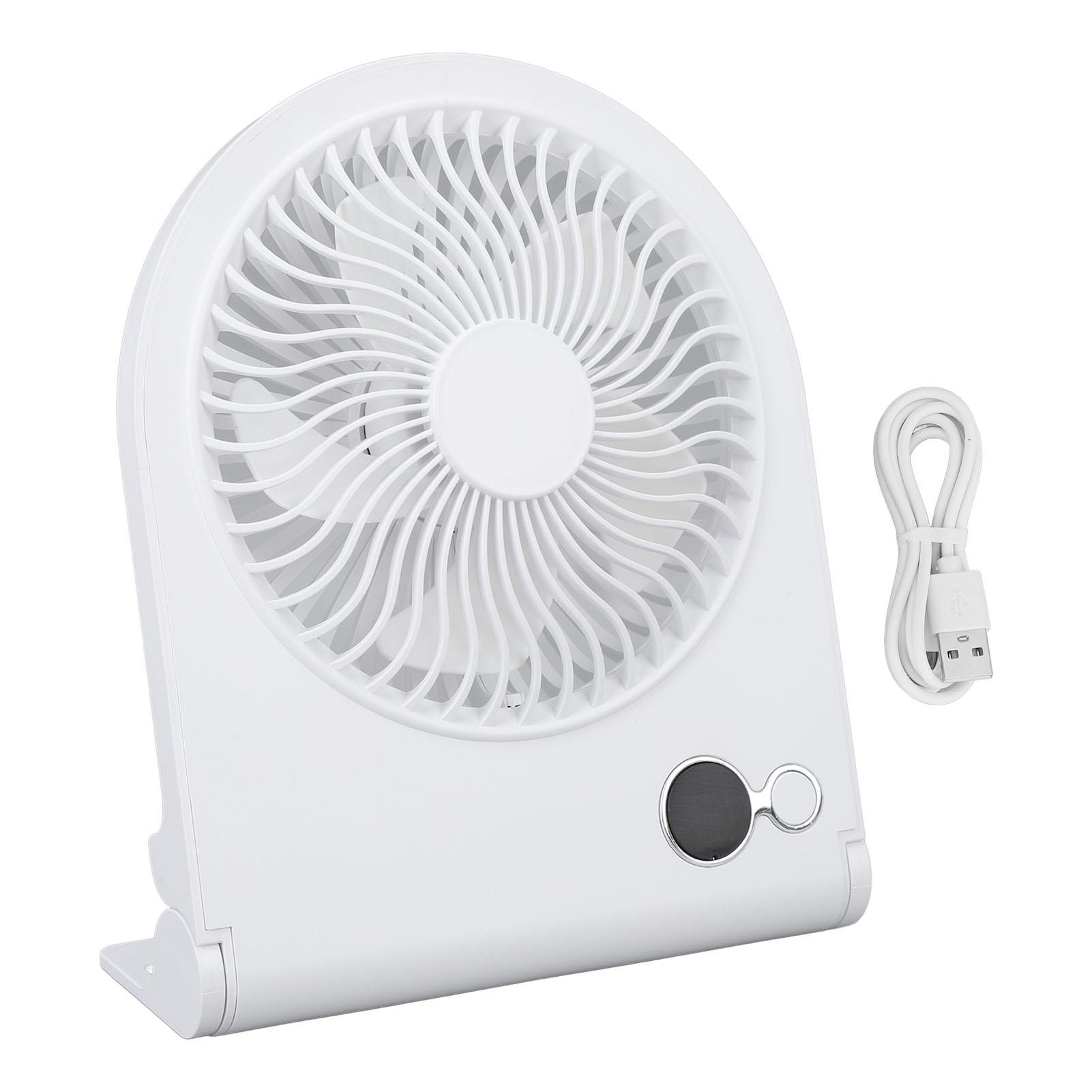 

USB Desk Fan Digital Display Strong Wind 3 Speeds Quiet Slim Portable Desktop Table Fan for Home белый