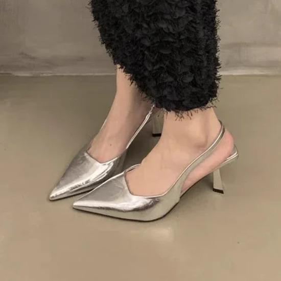 Scarpe da Donna Moda Slip-on Tacchi Alti da Donna Sandali Estivi Monocolore Ufficio e Carriera Sexy Punta Aperta con Tacco Donna