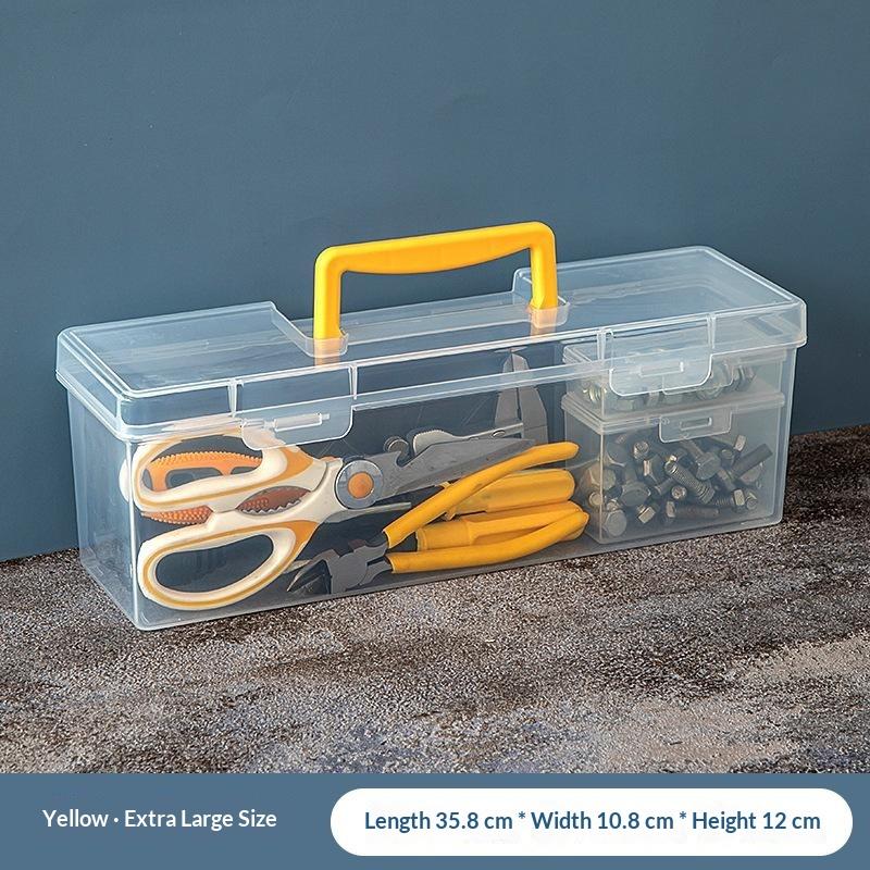 1Pcs Portable Large Capacity Transparent Handheld Toolbox Thickened Plastic Hardware Tool Storage Box With Handle