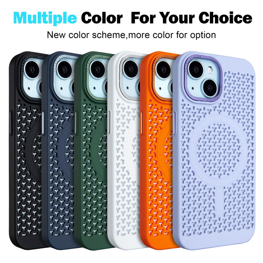 For Apple 15pro Magnetic Case for IPhone Hollow Heat Dissipation Anti-fall Mobile Phone Protective Cover Magnetic Heat Dissipation