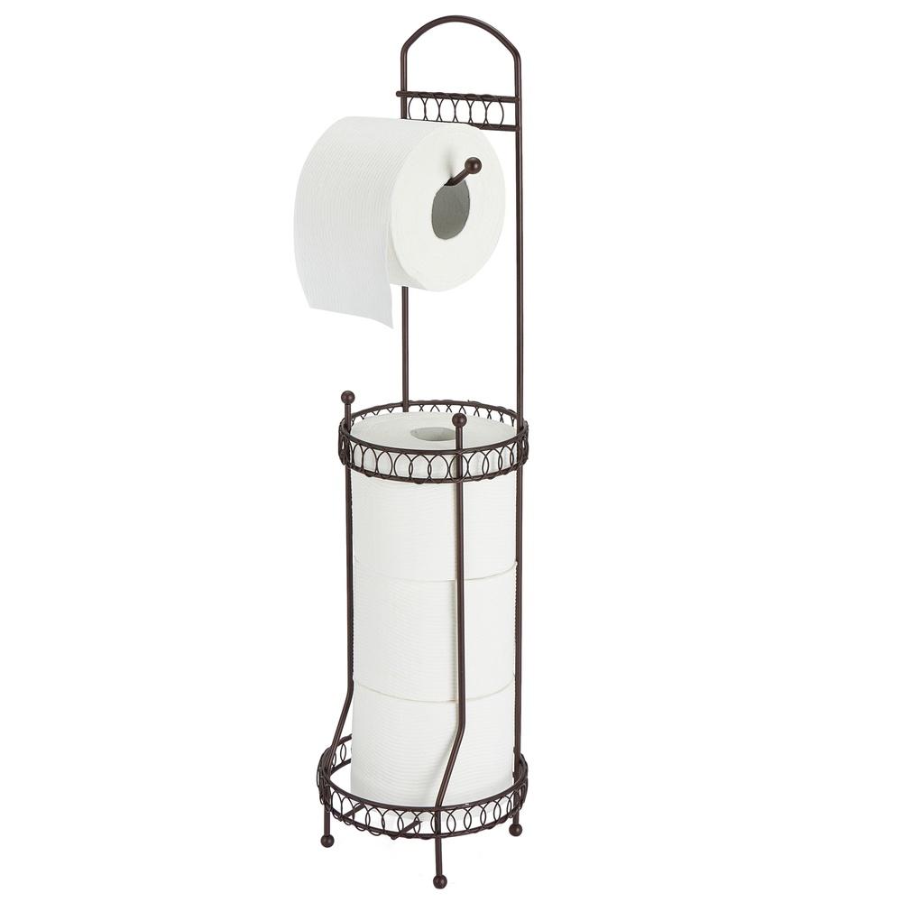 Freestanding Toilet Paper Holder Tissue Dispenser Rustic Matte Finish Space Saving Design Bathroom Organizer Holds 3 Rolls