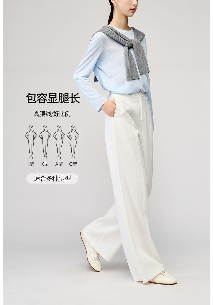 Lyocell cotton wide leg pants women's casual pants loose Tencel floor length straight leg pants