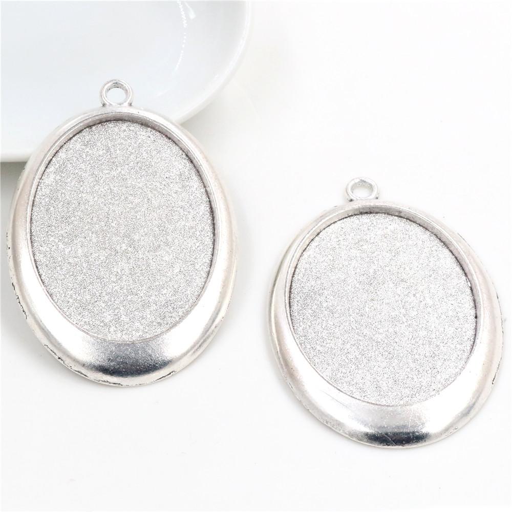 New Fashion 5pcs 30x40mm Inner Size 7 Colors Pierce Lace Flower Style Cabochon Tray Base Setting Charms Pendant