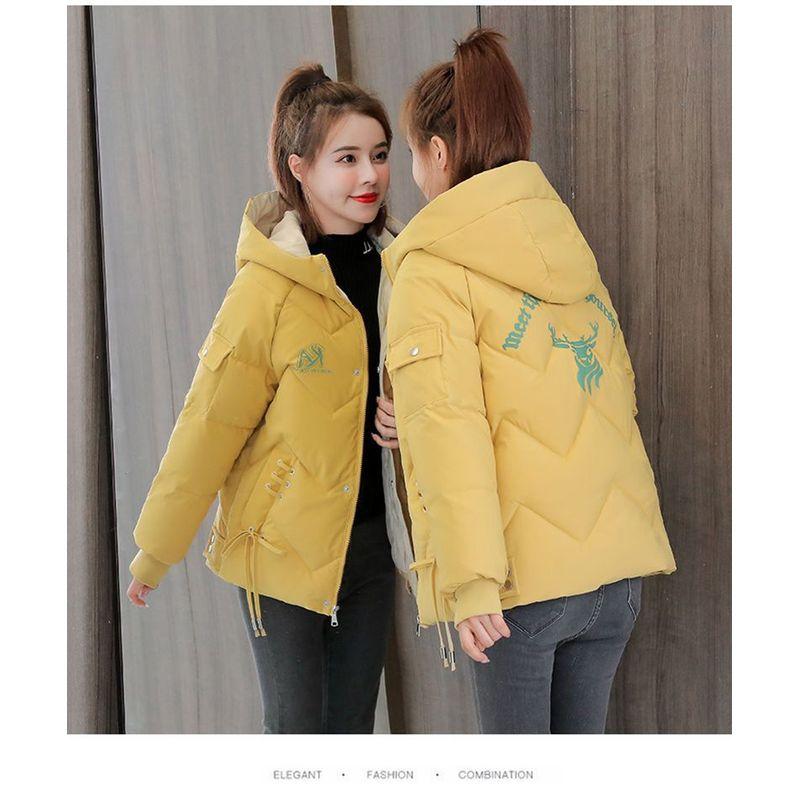 

2024 Зима Новый Поступление Мода Корейский Стиль Хлопковая Одежда Женское Короткое Толстое Свободное Худи Большого Размера Хлопковое Пальто Верхняя Одежда Yellow M