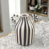 Simple High-Grade Ceramic Binaural Striped Vase Ornament Fun Decoration Black Striped Vase Ceramic Crafts