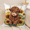 Cute Highland Cow Cushion Cover Soft Plush Fabric DoubleSided Printed Cushion Covers for All Seasons Modern HomeDecor Gift