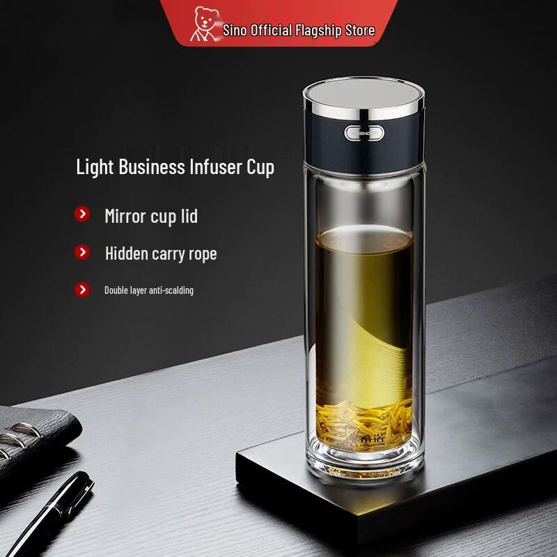 XINUO Double Wall Glass Tea Infuser Bottle