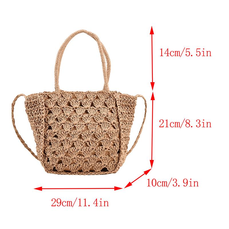 Handwoven Hollow Out Straw Bag Summer Handbag Women's Crossbody Shoulder Bag Street Style Trendy Basket Beach Bag CLE