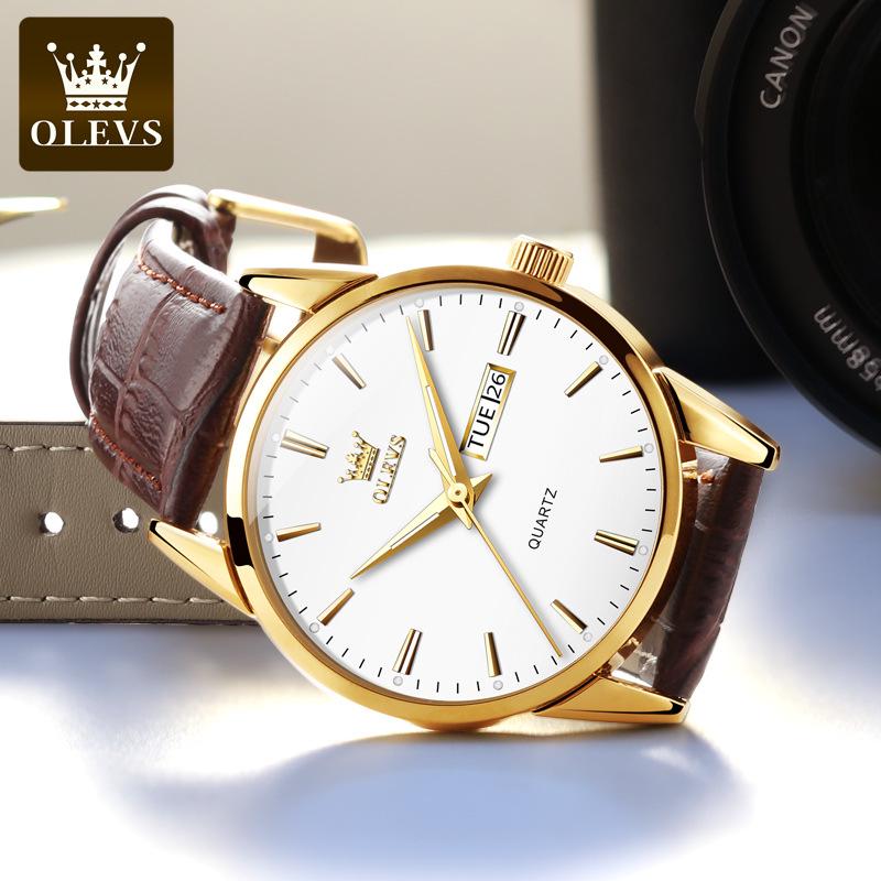 OLEVS Dual Calendar Waterproof Couple Women's Watch - Non-Mechanical