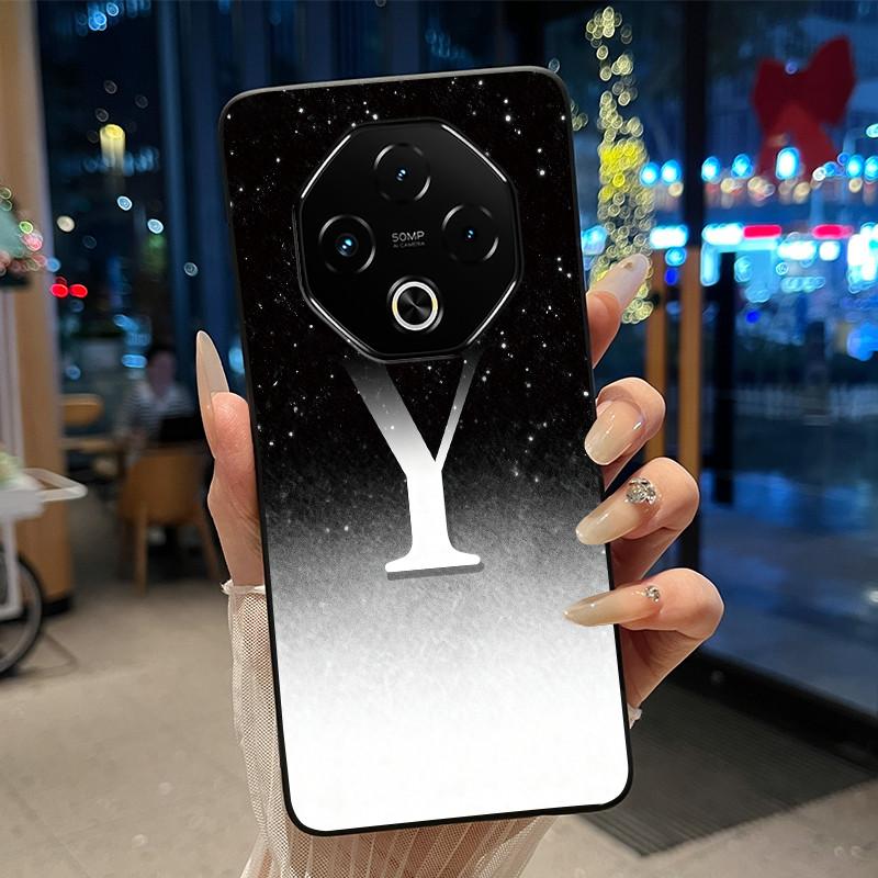 Anti-scratch Phone Case For Umidigi G100 Pro/G100 5G Soft Silicone Black Casing Lucky A-Z Letter With Flower Couple Shell