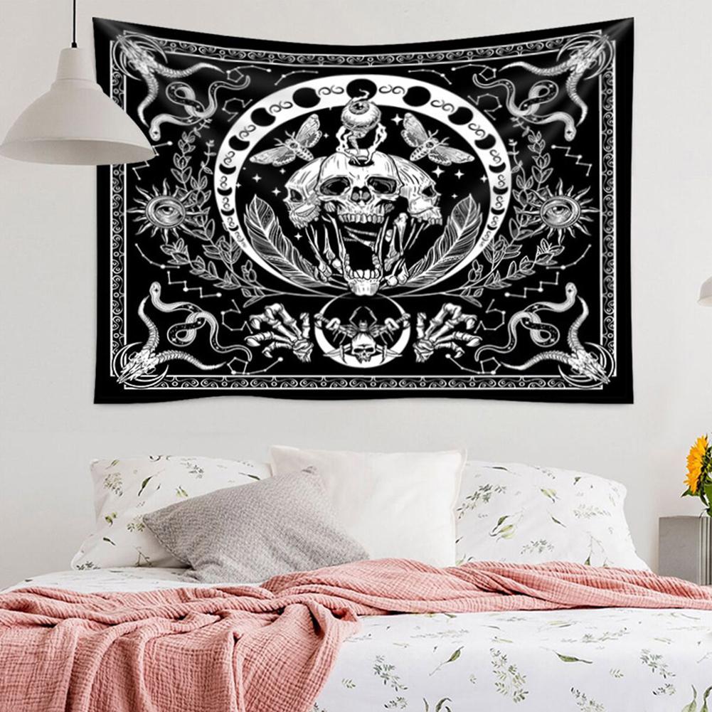 Skull Wall Hanging Tapestry Washable Rectangle Background Wall Cloth For Bedroom Living Room Dorm Decor