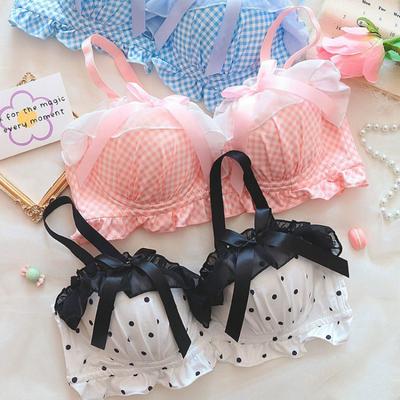 Mädchen BHs Lolita Schwarz Weiß Spitze Dessous Kabellose Unterwäsche Rückenfrei Push-Up BHs Damen Sexy Mode Büstenhalter Schweiß BHs