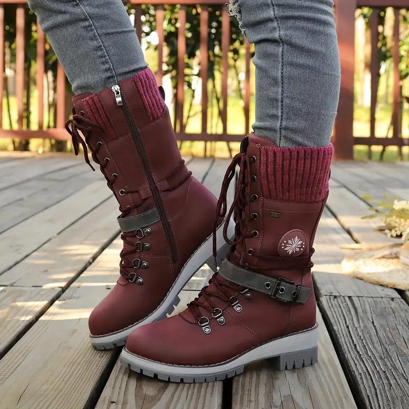 Women Mid-calf Boots Winter Plush Warm Snow Boot Outdoor Non-slip Platform Boots Fashion Women High Top Cotton Shoes Botas Mujer