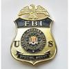 FBI FBI תג נחושת טהור גדול נרתיק עור משובץ עם אבזם ושרשרת חרוזים