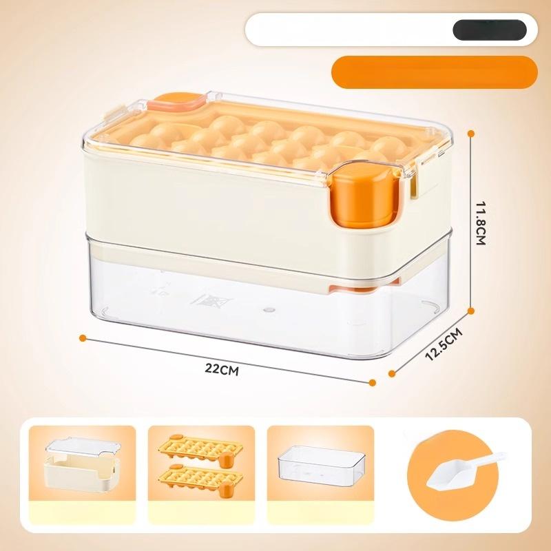 GIANXI Circular Ice Shape Plastics Ice Mould For Kitchen Summer Household Refrigerator Ice Cube Tray Portable 16 Grids Ice Box