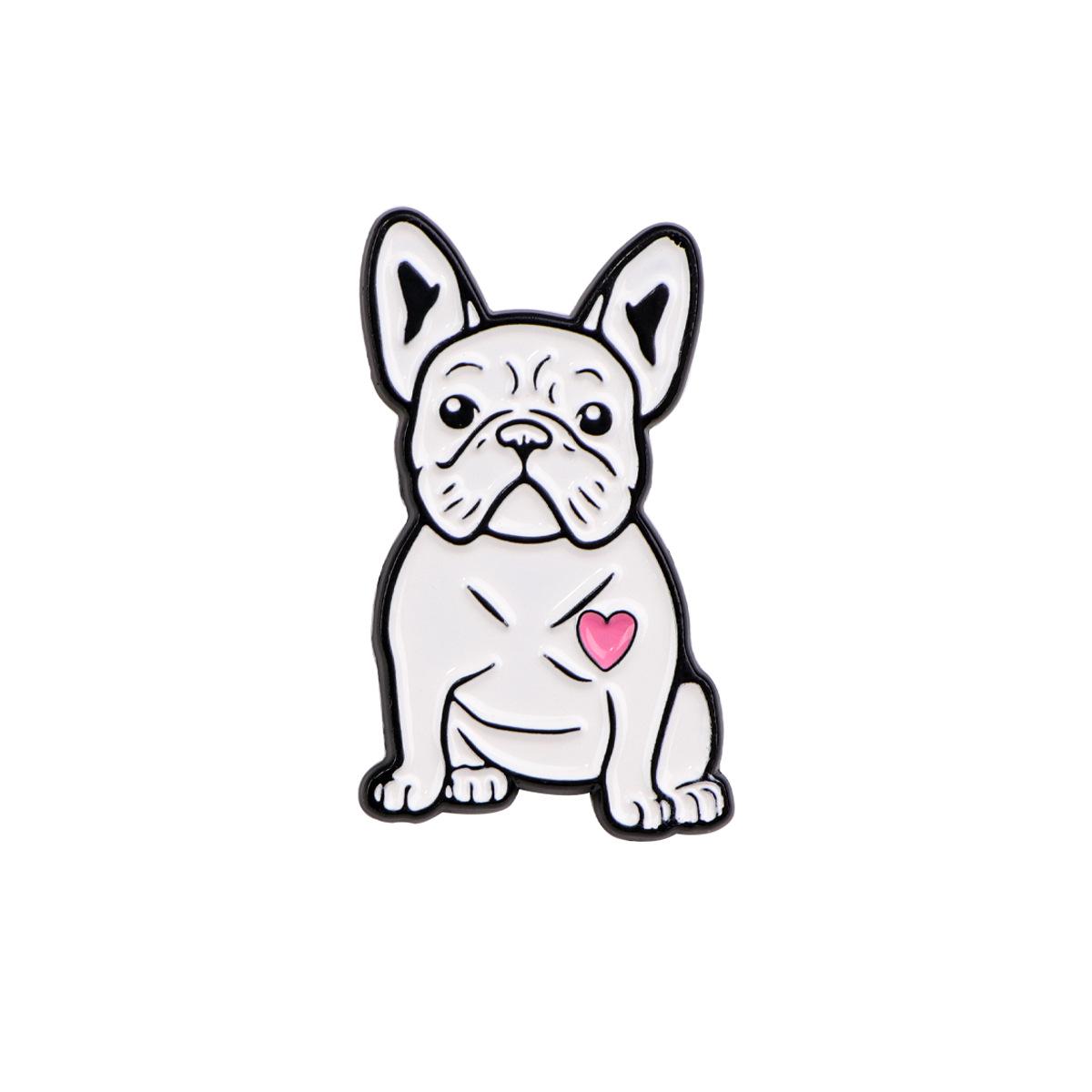 Черно-белая бульдог мультяшная брошь-значок для украшения одежды или рюкзака