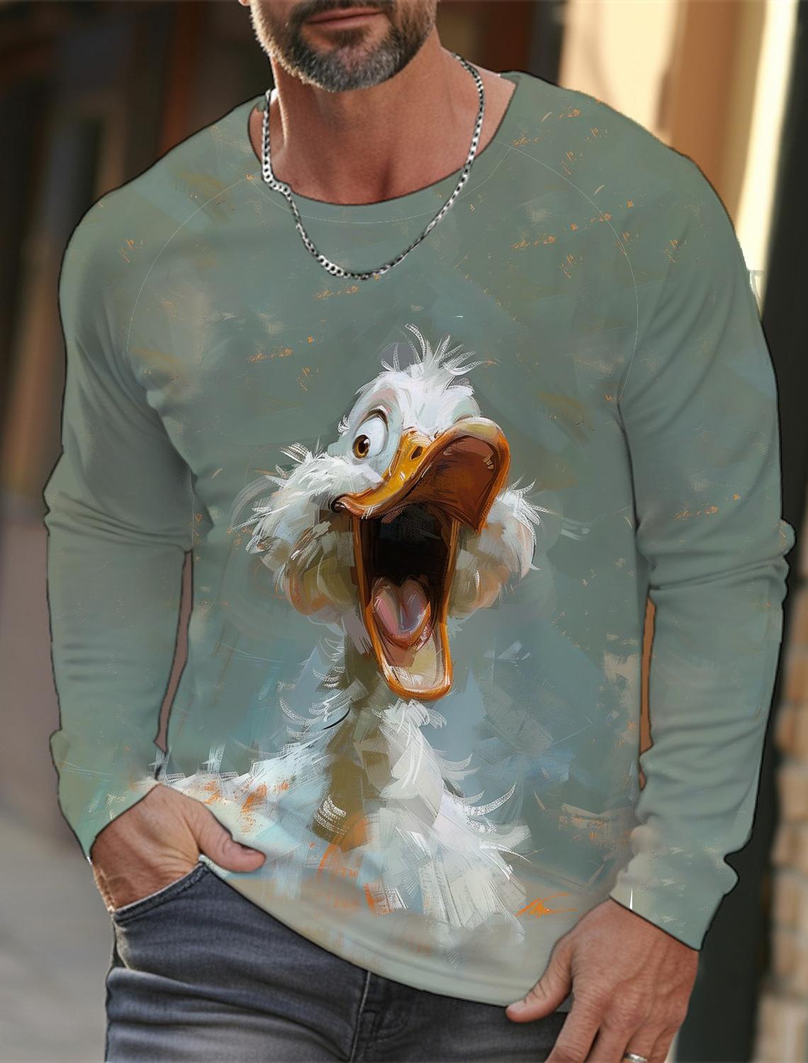 

Забавный 3D-принт с животными, мужская футболка, хип-хоп, тренд, уличная одежда в стиле Харадзюку, осенняя свободная футболка с длинным рукавом из хлопка для мужчин 5XL