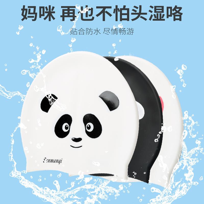 Cartoon Pattern Swimming Cap Does Not Restrain the Head Men's Swimming Hat Long Hair Ear Protection Silicone Adult Fashion Large