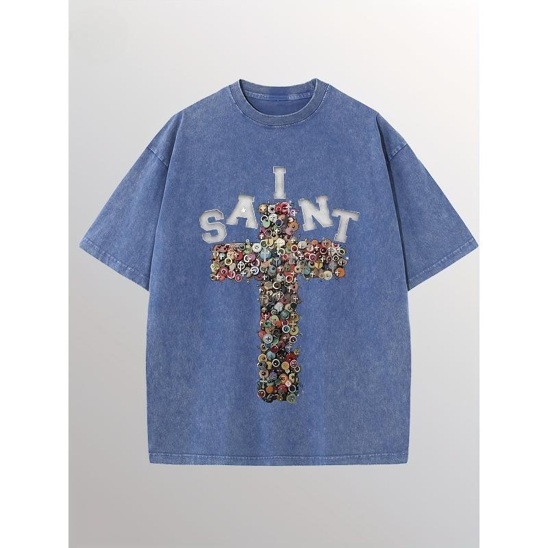 

European sizes Men s Washed T-shirt, Casual Sports Style Top T-shirt, Trendy And Fashionable Street Style, Suitable For Travel And Sports Wear 5XL синій