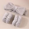 Coral Fleece Face Wash Set: Absorbent Hair Tie, Wristband, and Moisture-Proof Skincare Tool.