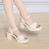 Fashionable Thick-Soled One-Strip Sandals For Women With Thick Heels Open Toes Soft Sole Versatile High Heels Simple Comfortable