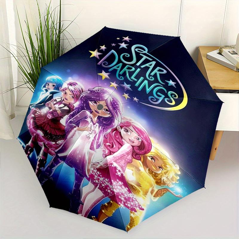 

Star Darlings, Animation Automatic Opening and Closing Umbrella, Compact Travel Umbrella, Lightweight and Portable, Suitable for Beach Commu