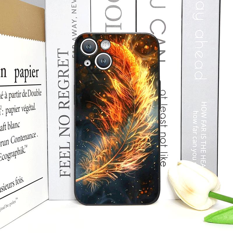 Luxury Phoenix Fire Feather Pattern Phone Case for iPhone 17 16 12 11 14 Plus 13 14 15 Pro Max 12 13 Mini X XS MAX XR Soft Cover