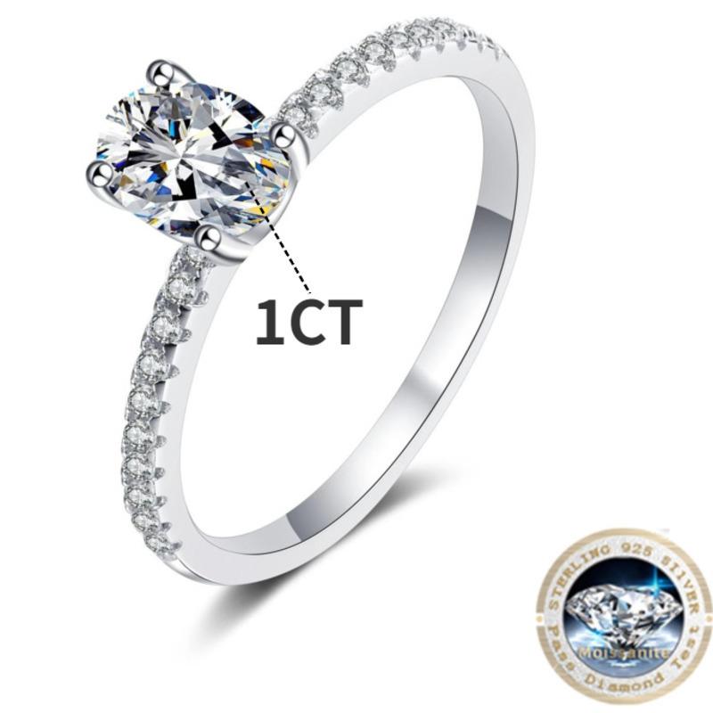 

Bague Ringen Модные кольца из настоящего муассанита 1-2 карата овальной огранки с сертификатом GRA, женское ювелирное обручальное кольцо из стерлингового серебра 925 пробы 1ct No.7 белый