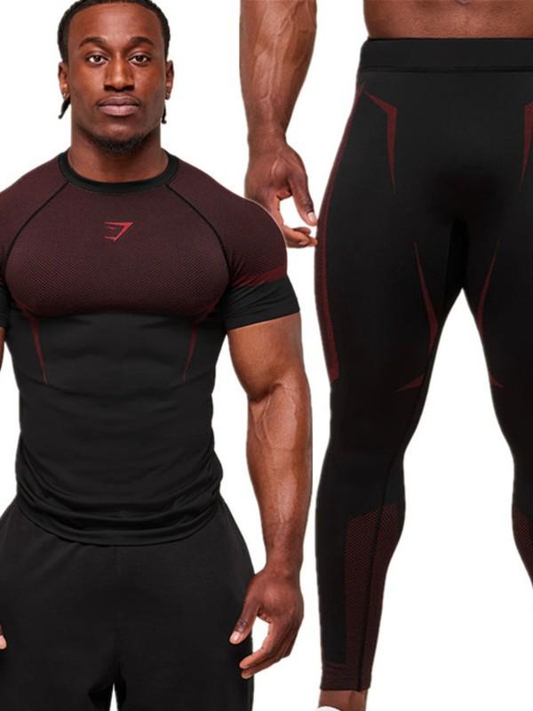 Americká rychleschnoucí sada pro venkovní fitness: Přiléhavý krátký rukáv a dlouhé kalhoty pro běžné běhání.