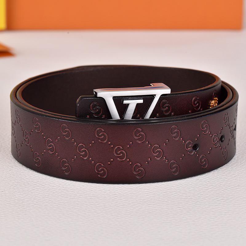 Herren Jugend Gürtel aus echtem Leder mit Karomuster und glatter Schnalle - Stilvoller Rindsleder Hüftgürtel für trendige Looks