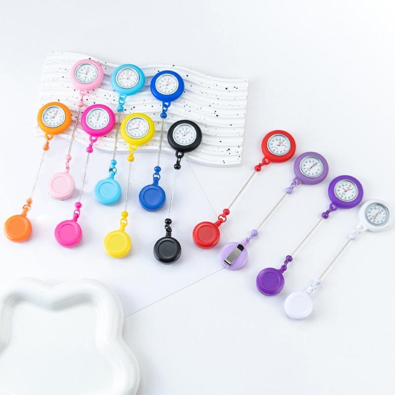 Retractable Badge Reels Nurse Watch Beadable Badge Holder Watch with Belt Clip for Nurse Doctor Healthcare Paramedic