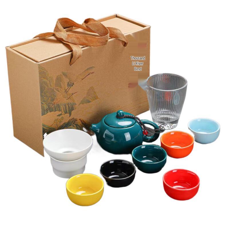 Fumadi 10-Piece Rivers & Mountains Stone & Ceramic Kung Fu Tea Set