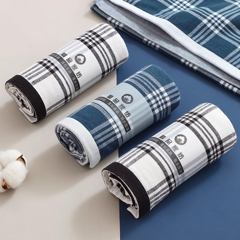 Premium Cotton Plaid Towel: Soft Gauze Front & Terry Loop Back, Perfect for Face Washing & Business Gifts