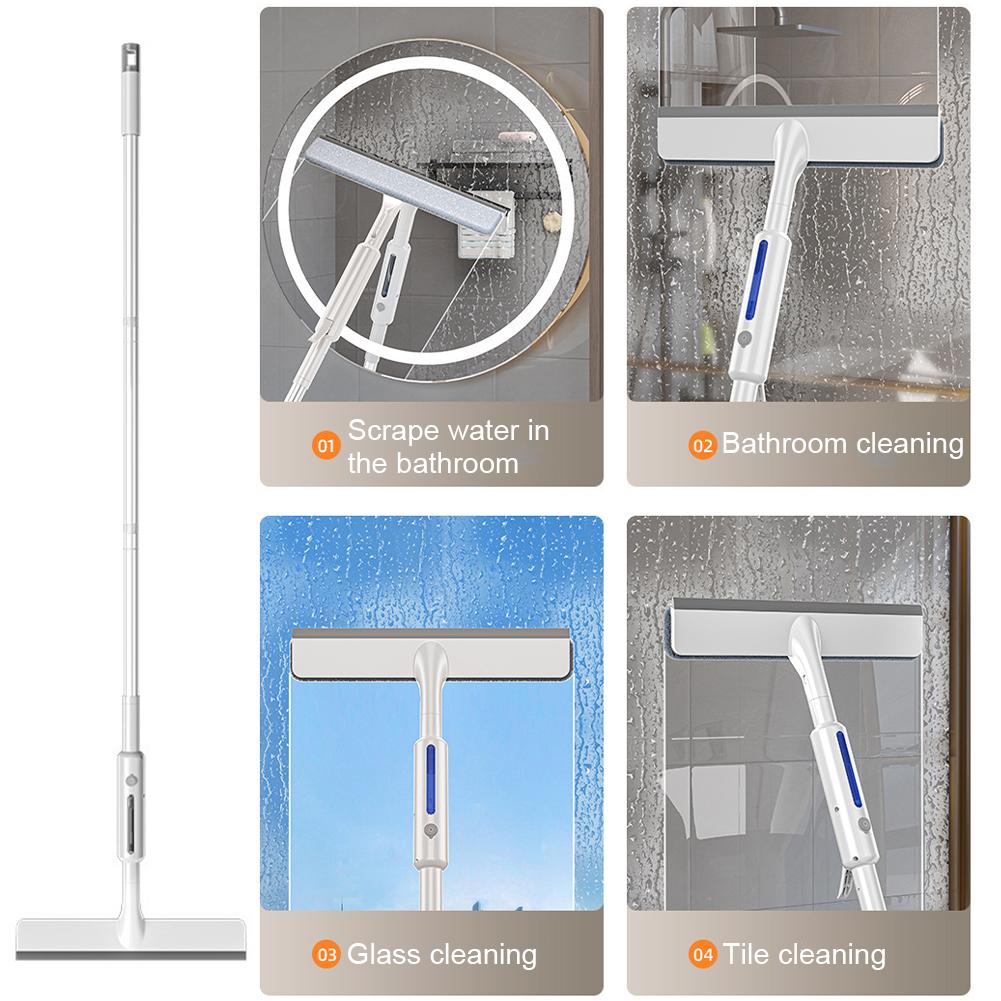 2-in-1 Window Squeegee Cleaner with Extension Pole Window Cleaning Squeegee Kit Glass Cleaning Tools for Tight Corners and Edges